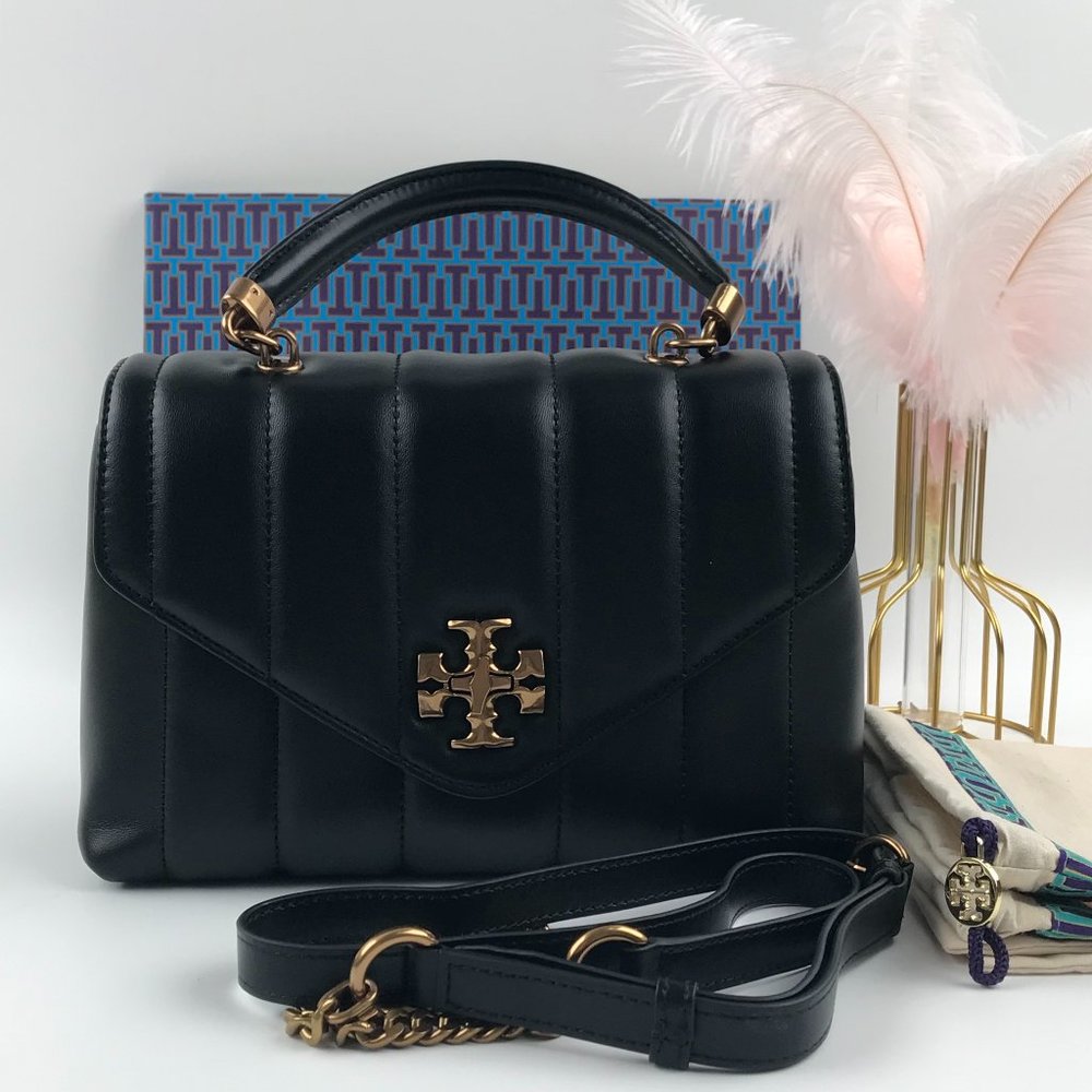 Tory Burch Black Quilted Leather Top-Handle Crossbody